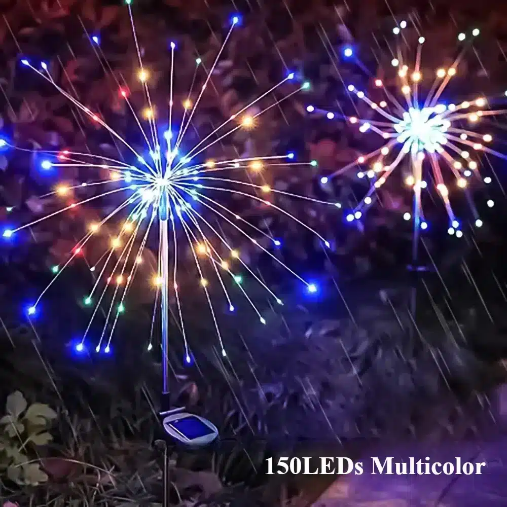 Lichtzauber für den Garten: Solar-LED Feuerwerkslichter – 150LED Colorful