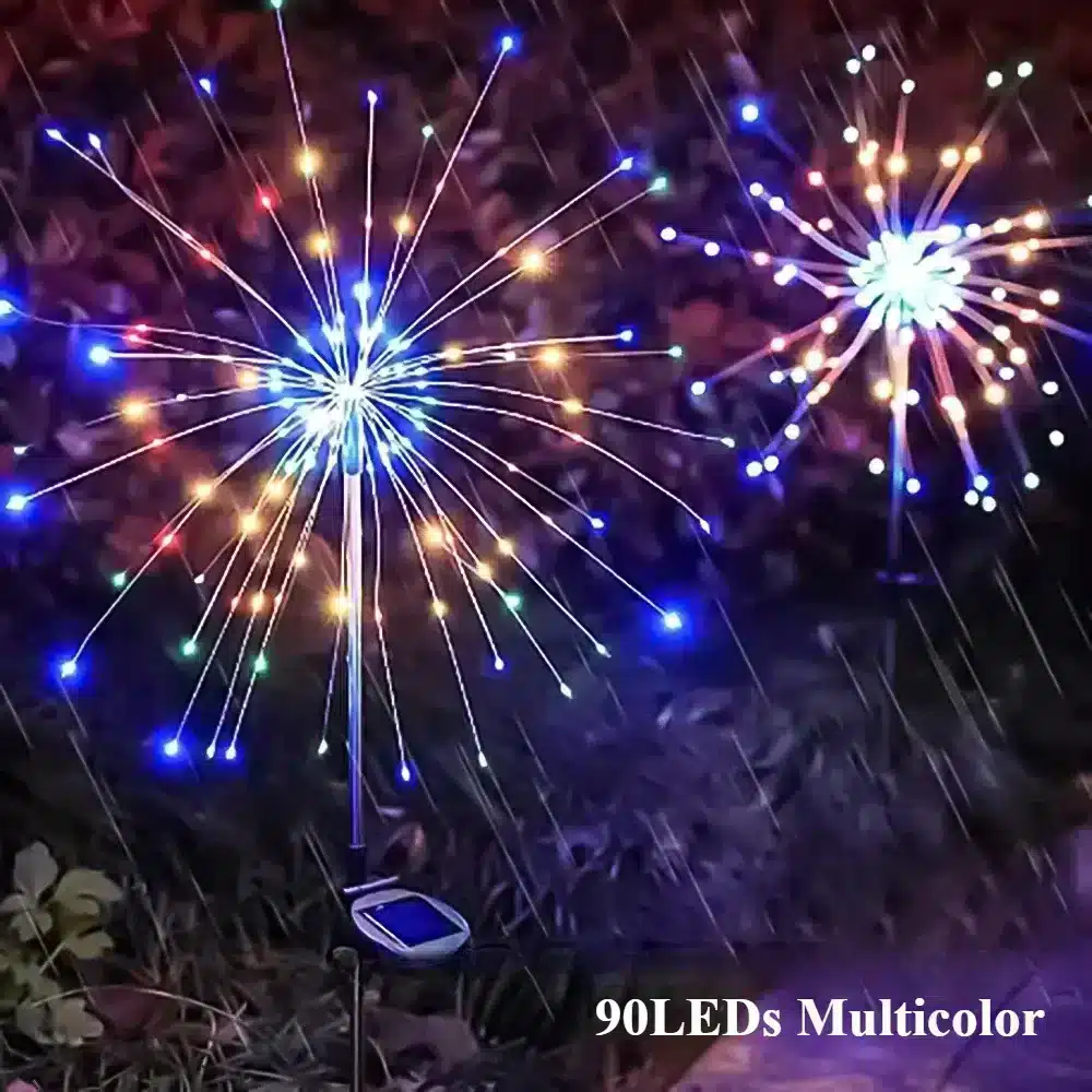 Lichtzauber für den Garten: Solar-LED Feuerwerkslichter – 90LED Colorful