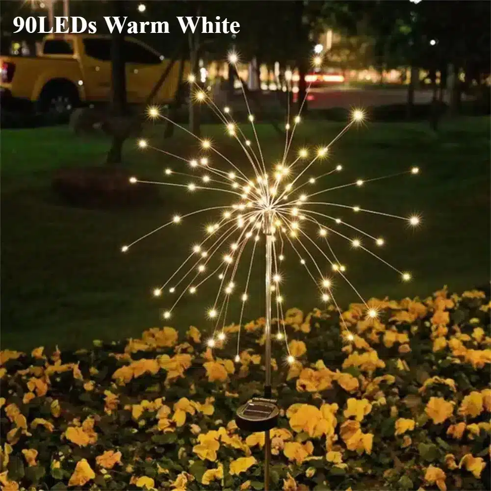 Lichtzauber für den Garten: Solar-LED Feuerwerkslichter – 90LED Warm White