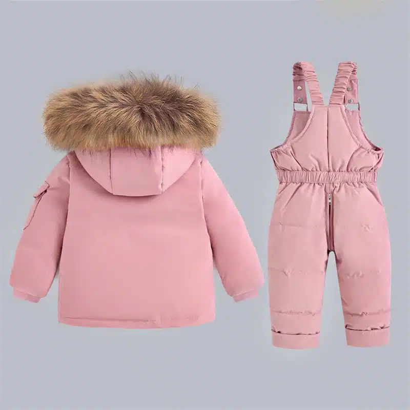 Winterliche Kinderjacke mit Weste und kuscheligem Fellkragen in Rosa – Bild 2