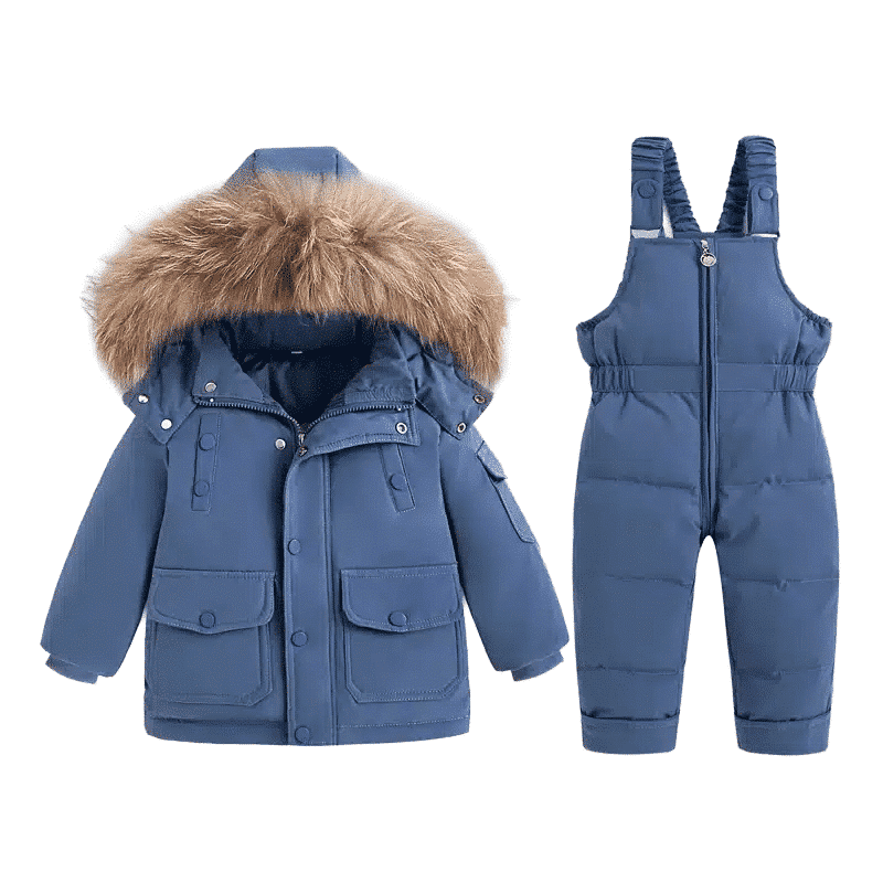 Winterliche Kinderjacke mit Weste und kuscheligem Fellkragen in blau – 2T