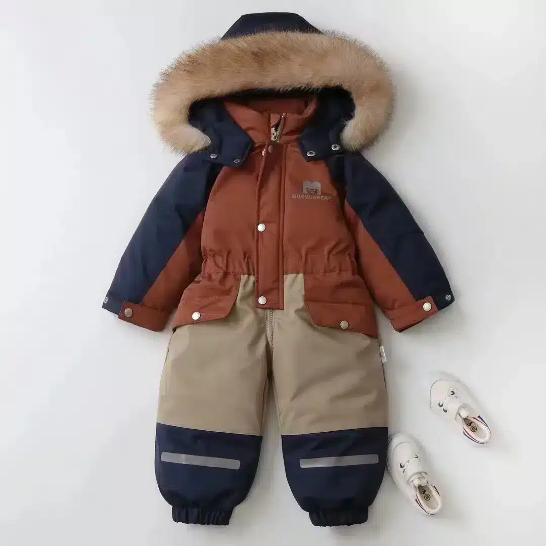 Kinder Winteranzug für optimale Wärme in Pink 1-5 Jahre – Brown , 18-24M (90cm)