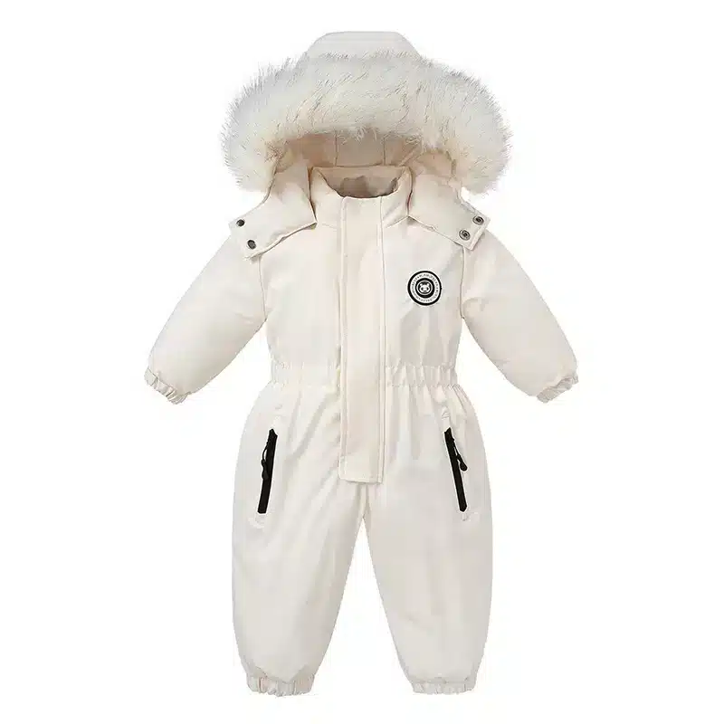 Wärmer Winteroverall für Babys aus Samt in Blau – 08-beige , 3T (100cm)