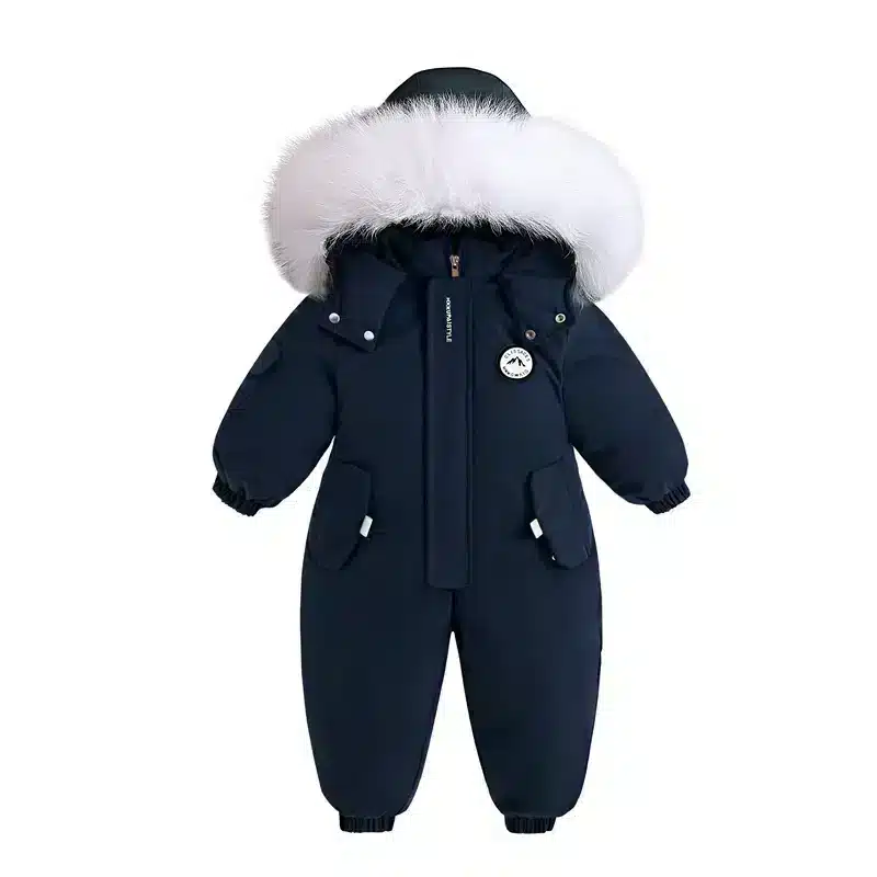 Wärmer Winteroverall für Babys aus Samt in Blau – Darkblue , 3T (100cm)