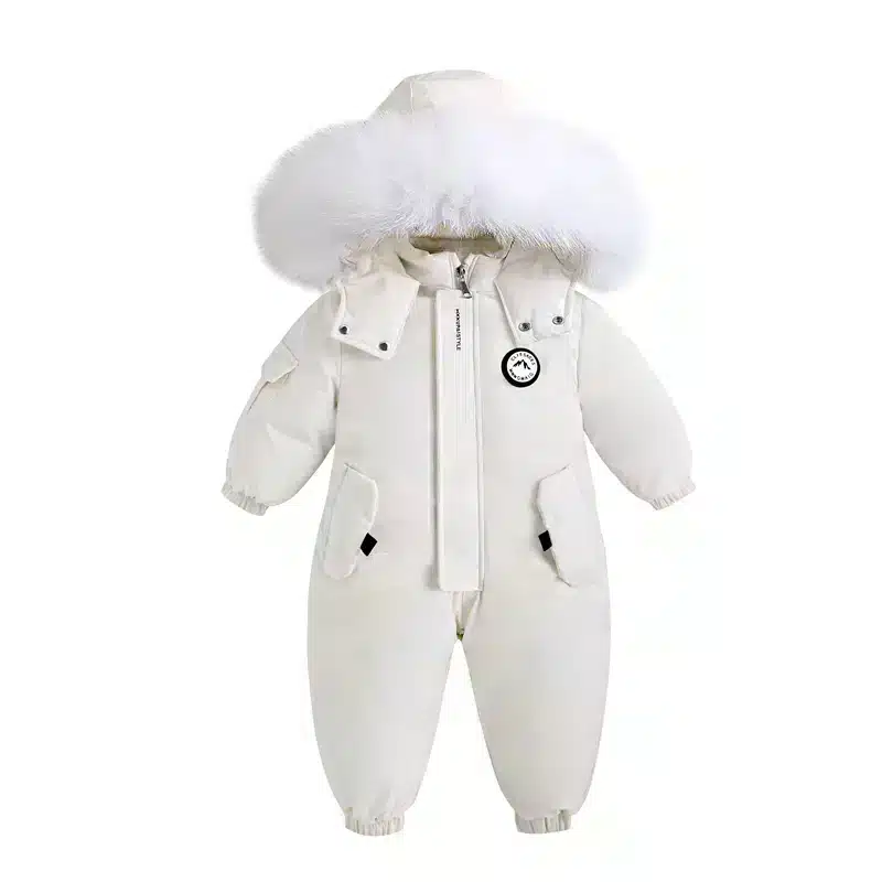 Wärmer Winteroverall für Babys aus Samt in Blau – Beige , 4T (110cm)