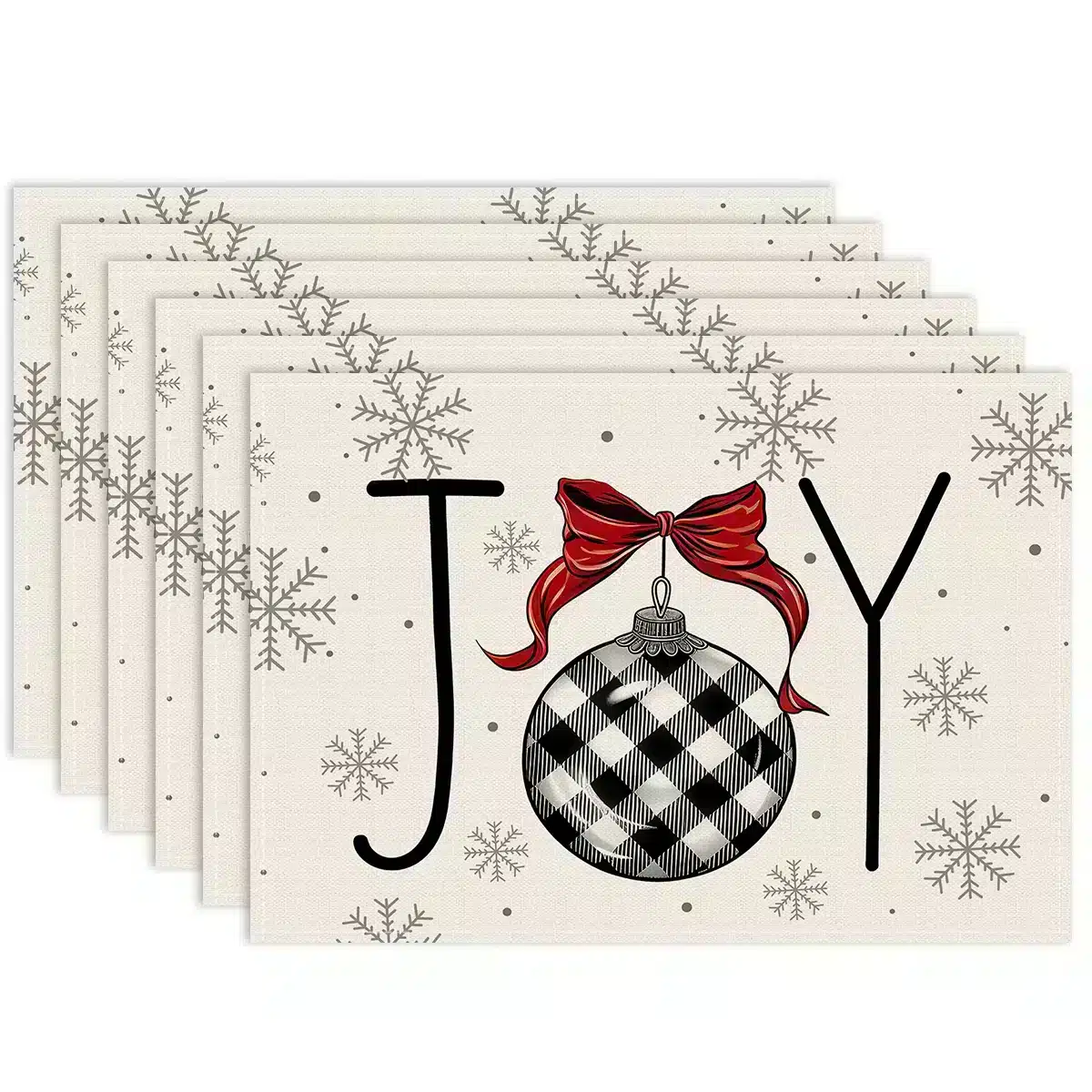 Weihnachtliche Tischsets mit einem nostalgischen Baum-Muster in Blau – ZD356-6pcs