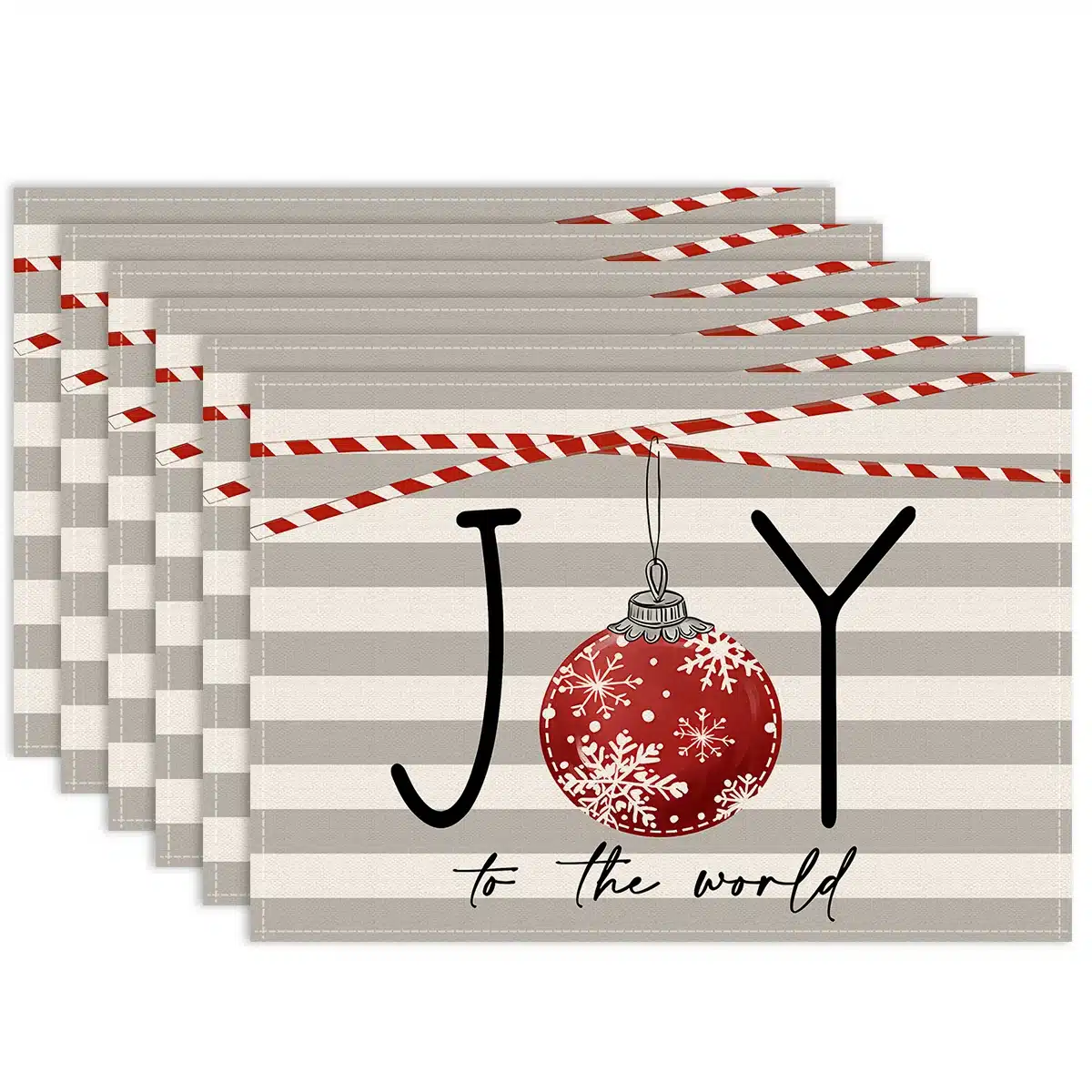 Weihnachtliche Tischsets mit einem nostalgischen Baum-Muster in Blau – ZD354-6pcs