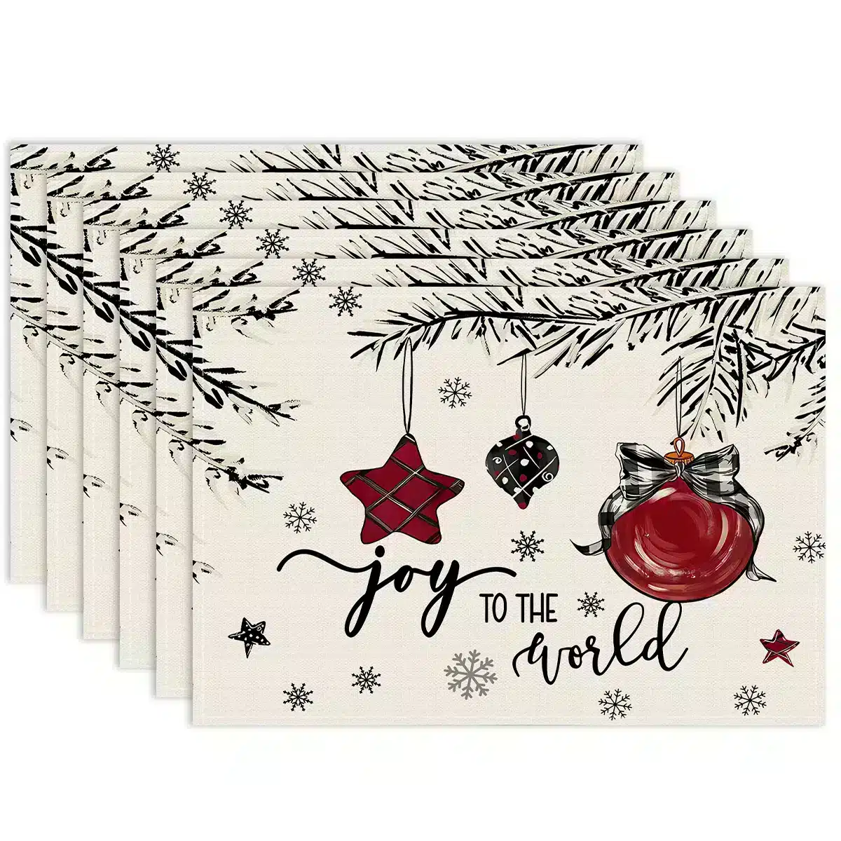 Weihnachtliche Tischsets mit einem nostalgischen Baum-Muster in Blau – ZD353-6pcs