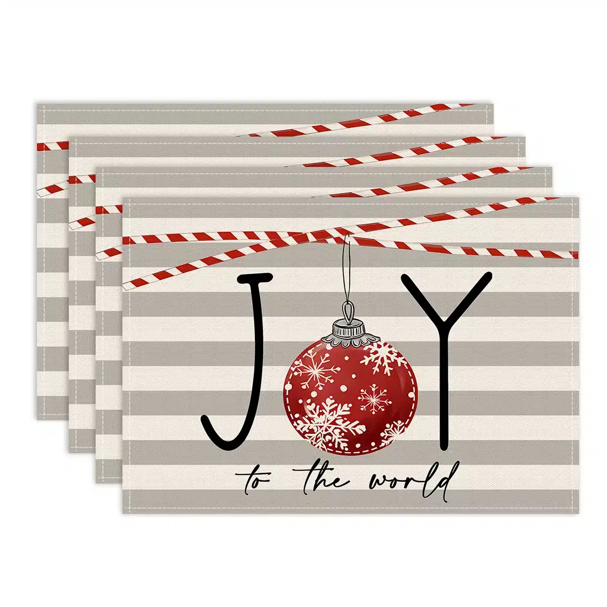 Weihnachtliche Tischsets mit einem nostalgischen Baum-Muster in Blau – ZD354-4pcs