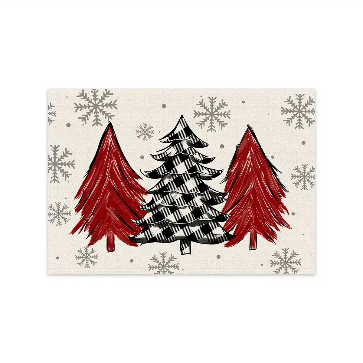 Weihnachtliche Tischsets mit einem nostalgischen Baum-Muster in Blau – ZD357-1pc