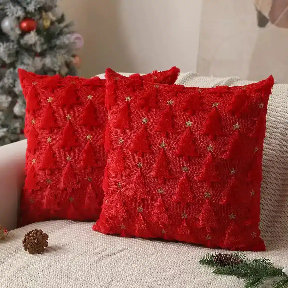 Kissenbezug mit Ziermotiven im Kürbisdesign in Beige – 45x45CM 1Pcs , C16-Red