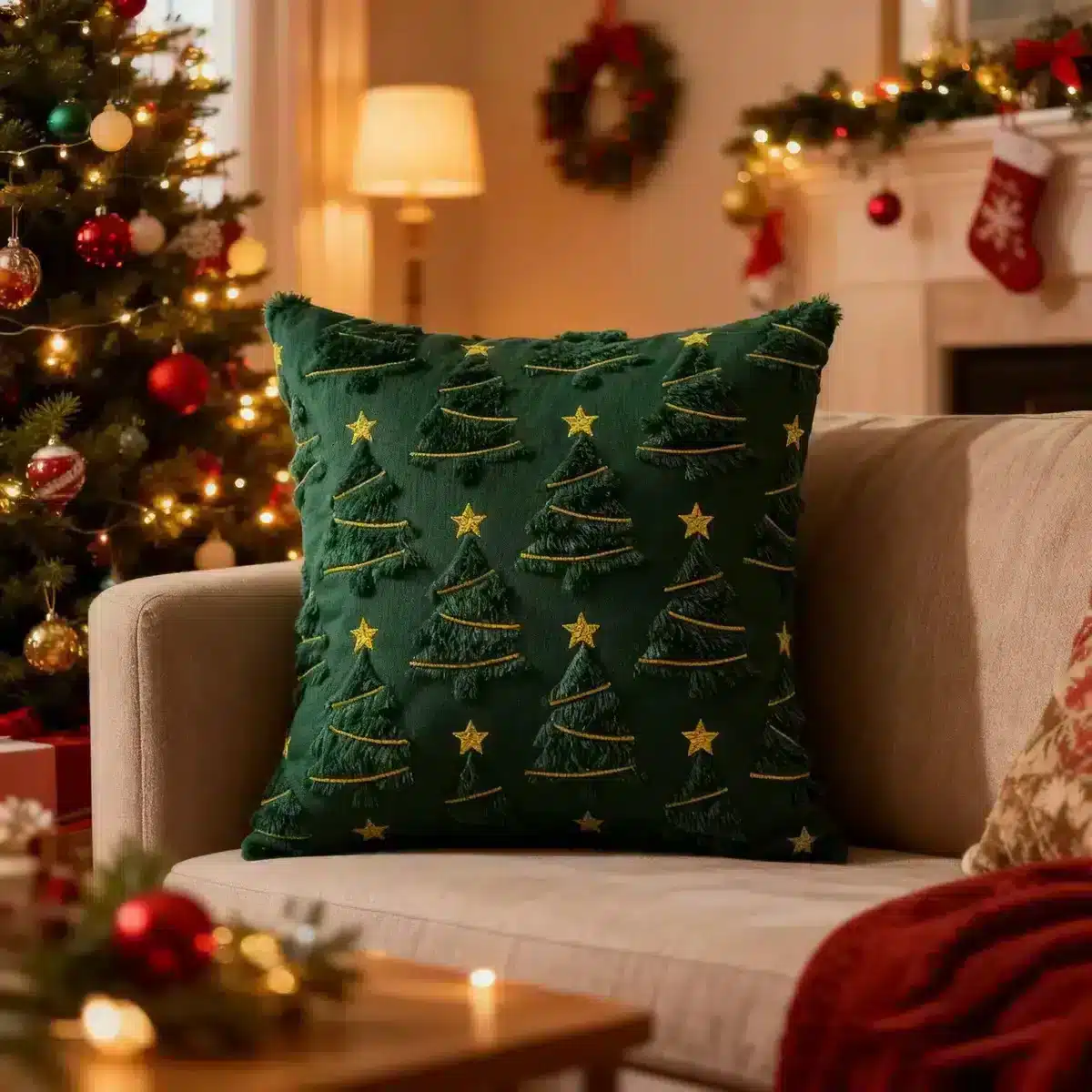 Kissenbezug mit Ziermotiven im Kürbisdesign in Beige – 45x45CM 1Pcs , C19-Green