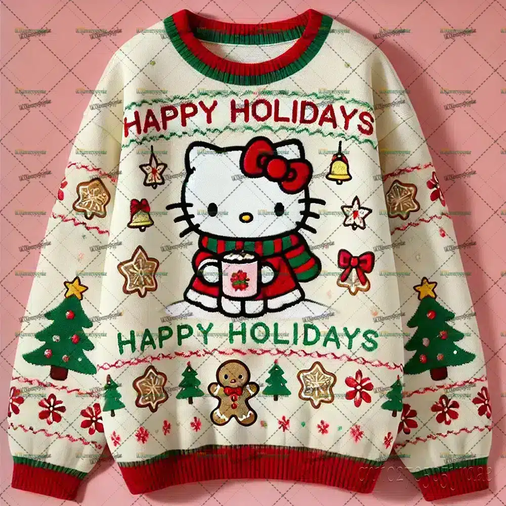 Weihnachtspullover mit Hello Kitty Motiv für Kinder und Erwachsene – C0902-2 , 2XL