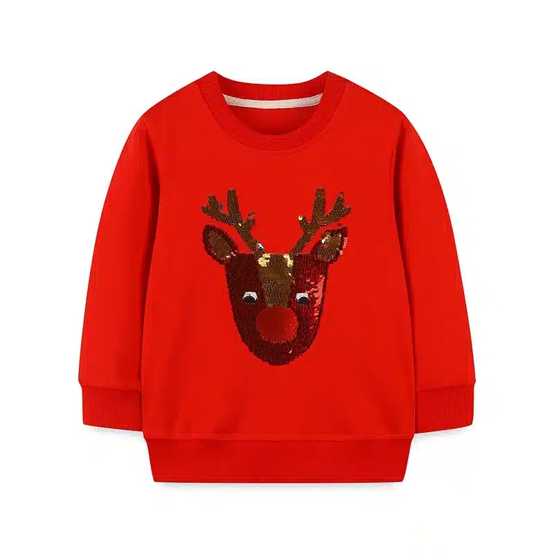Weihnachtliches Sweatshirt mit Rentier und Glitzer für Kinder – 8173 photo , 2Y