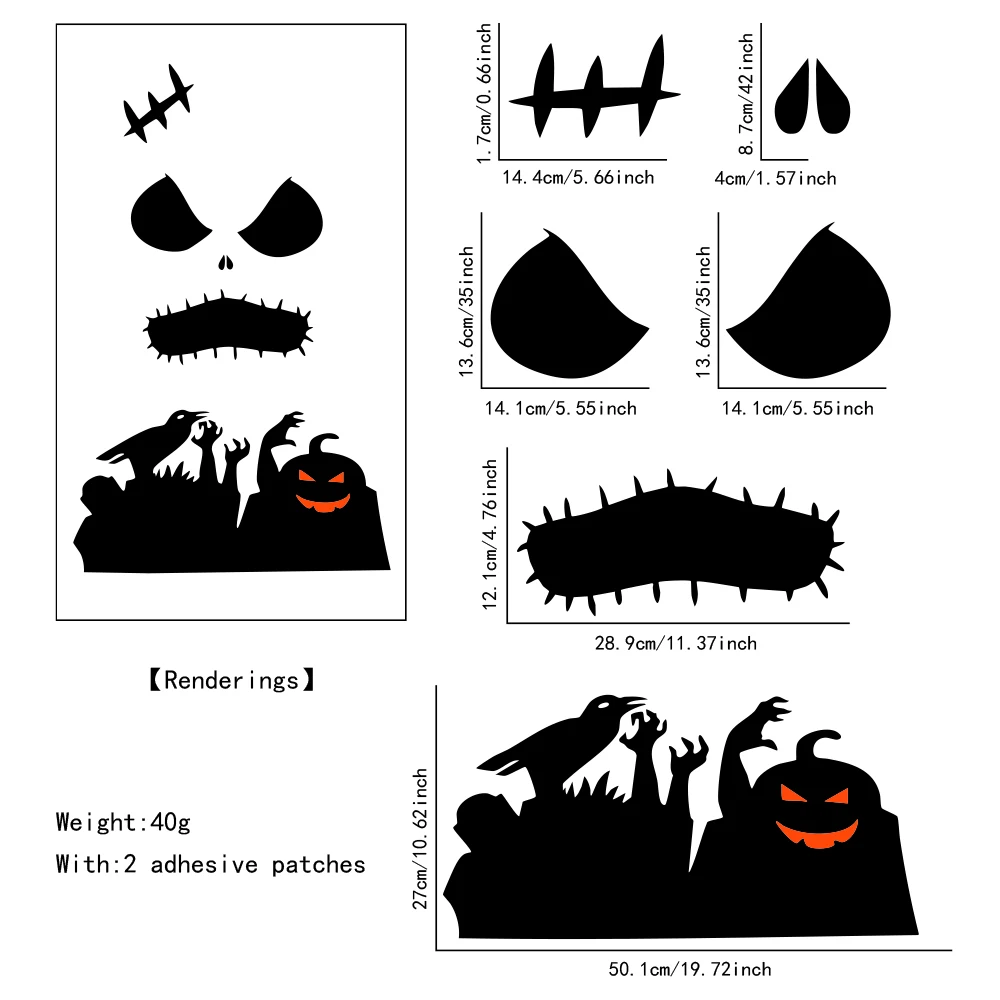 DIY Halloween Fensterstickers mit Kürbis und Gespenster لعام – 02 , 1PCS