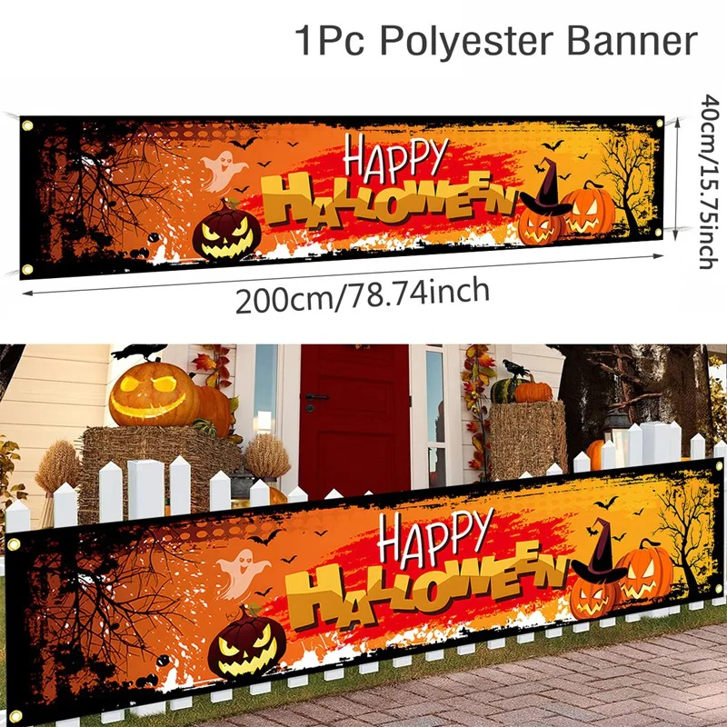 Leuchtendes Halloween Kürbisbanner für schaurige Feste – 6