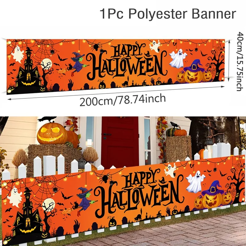 Leuchtendes Halloween Kürbisbanner für schaurige Feste – 5