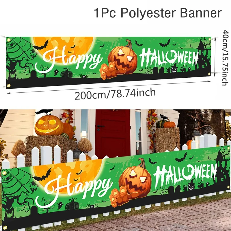 Leuchtendes Halloween Kürbisbanner für schaurige Feste – 4