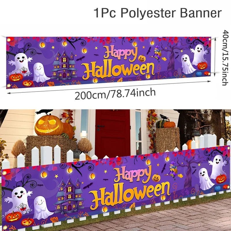 Leuchtendes Halloween Kürbisbanner für schaurige Feste – 3