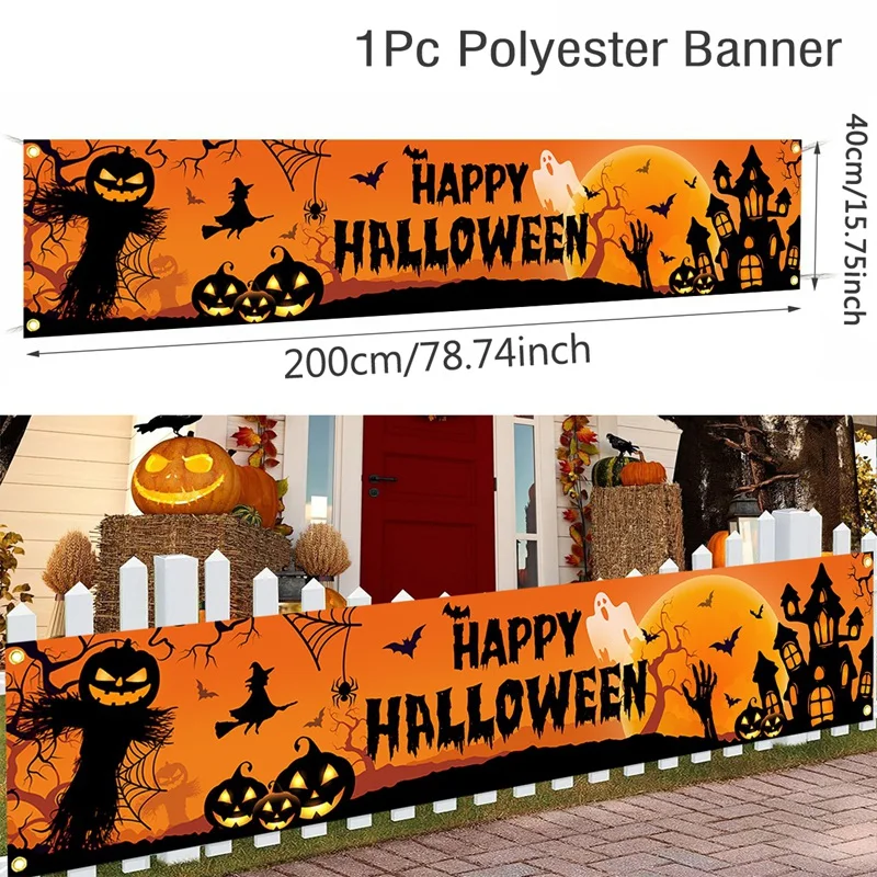 Leuchtendes Halloween Kürbisbanner für schaurige Feste – 2