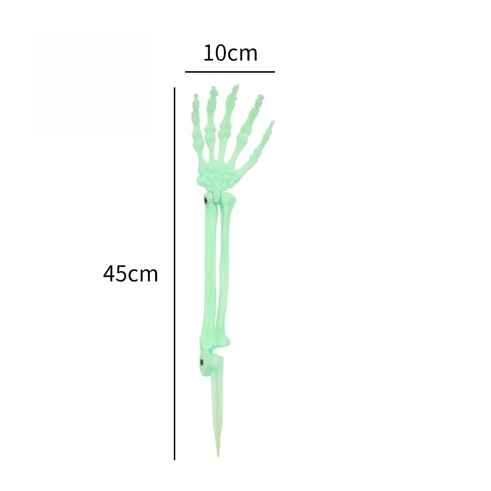 Gruselige Halloween Deko mit realistischem Skelett Kopf und Händen – Luminous