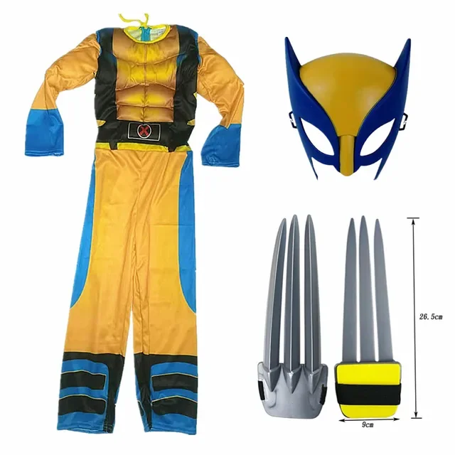Wolverine Kostüm für Kinder in Blau für Halloween GPA! – wolverine with paw , XS 95-105CM