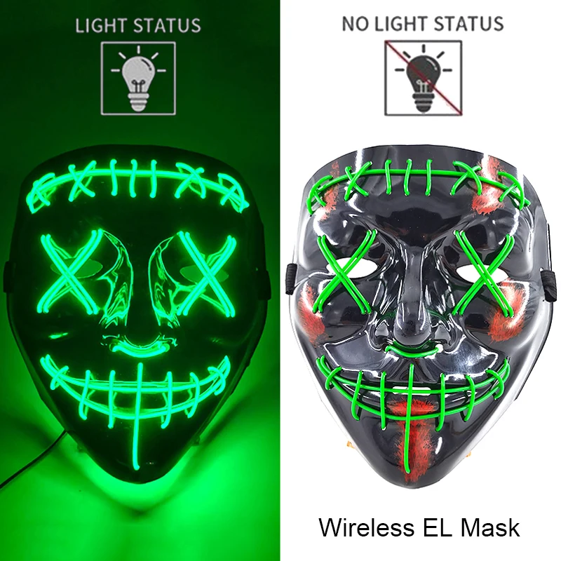 Neon leuchtende Halloween Gesichtsmasken für gruselige Festlichkeiten – Style 16