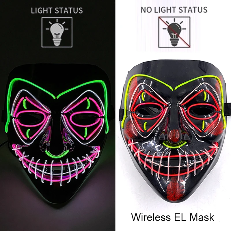 Neon leuchtende Halloween Gesichtsmasken für gruselige Festlichkeiten – Style 12