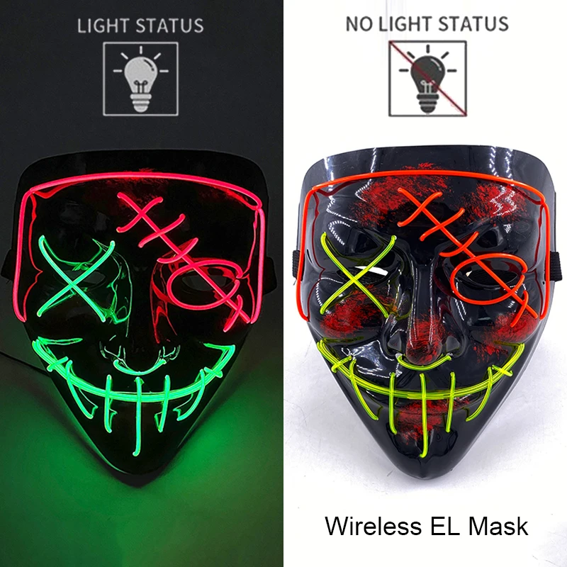 Neon leuchtende Halloween Gesichtsmasken für gruselige Festlichkeiten – Style 10