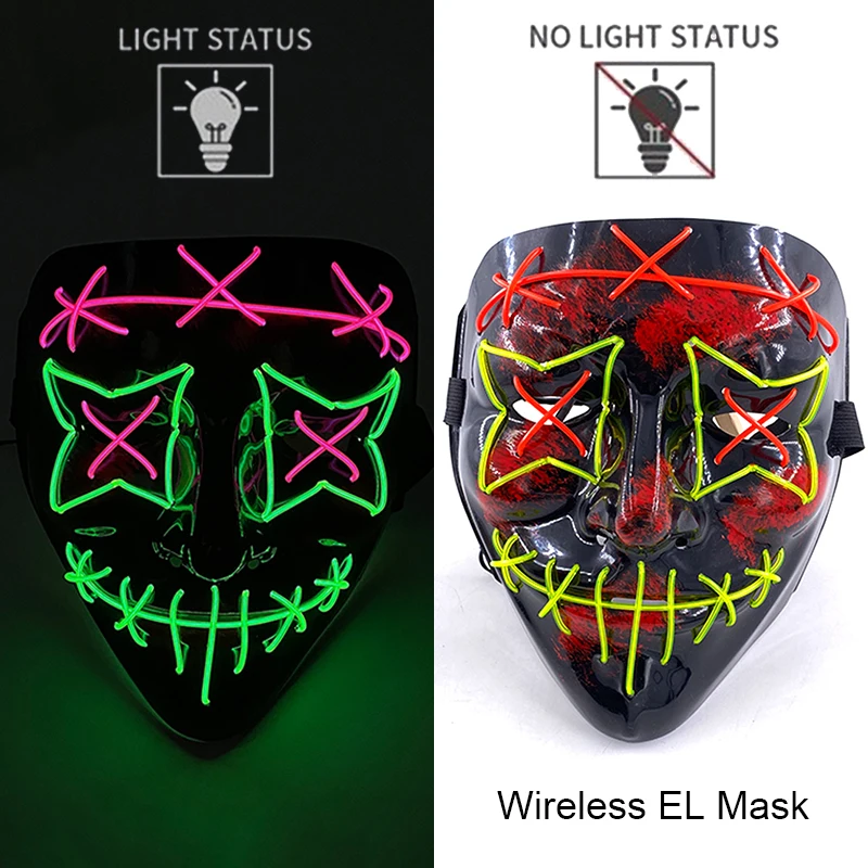 Neon leuchtende Halloween Gesichtsmasken für gruselige Festlichkeiten – Style 8