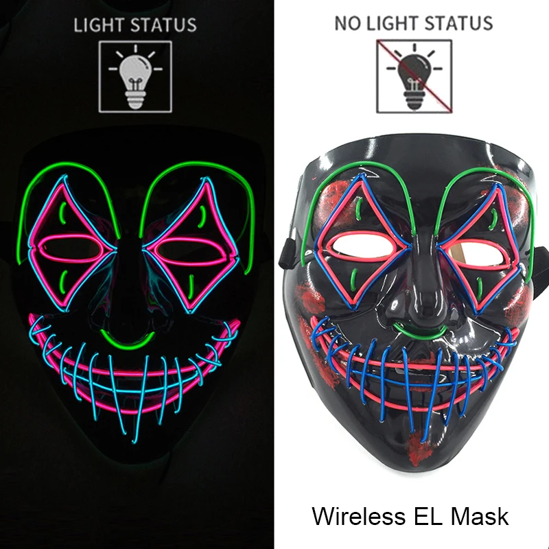 Neon leuchtende Halloween Gesichtsmasken für gruselige Festlichkeiten – Style 5