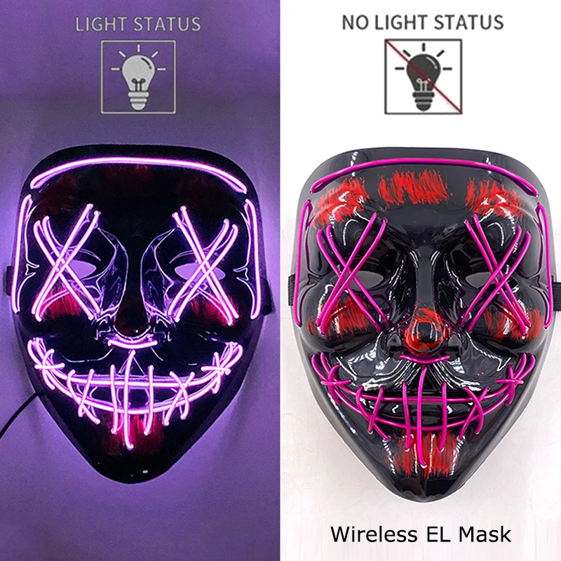 Neon leuchtende Halloween Gesichtsmasken für gruselige Festlichkeiten – PURPLE