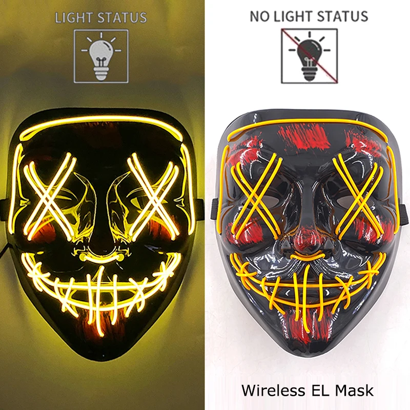 Neon leuchtende Halloween Gesichtsmasken für gruselige Festlichkeiten – Yellow