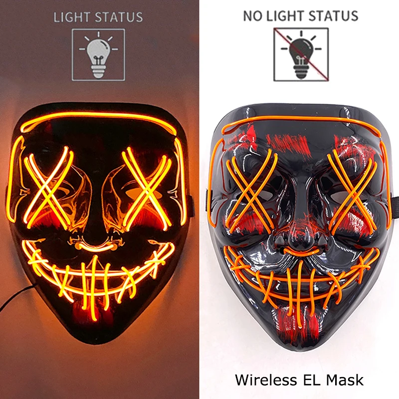 Neon leuchtende Halloween Gesichtsmasken für gruselige Festlichkeiten – Orange