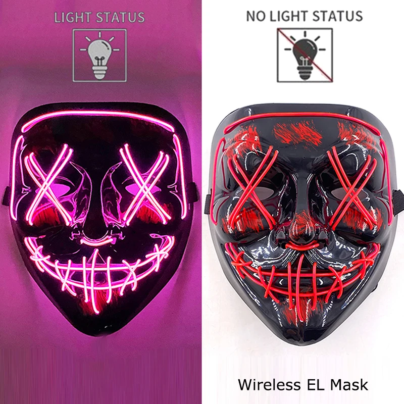 Neon leuchtende Halloween Gesichtsmasken für gruselige Festlichkeiten – Pink