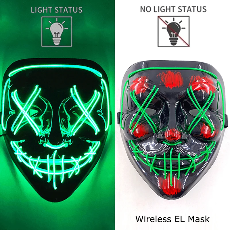 Neon leuchtende Halloween Gesichtsmasken für gruselige Festlichkeiten – green
