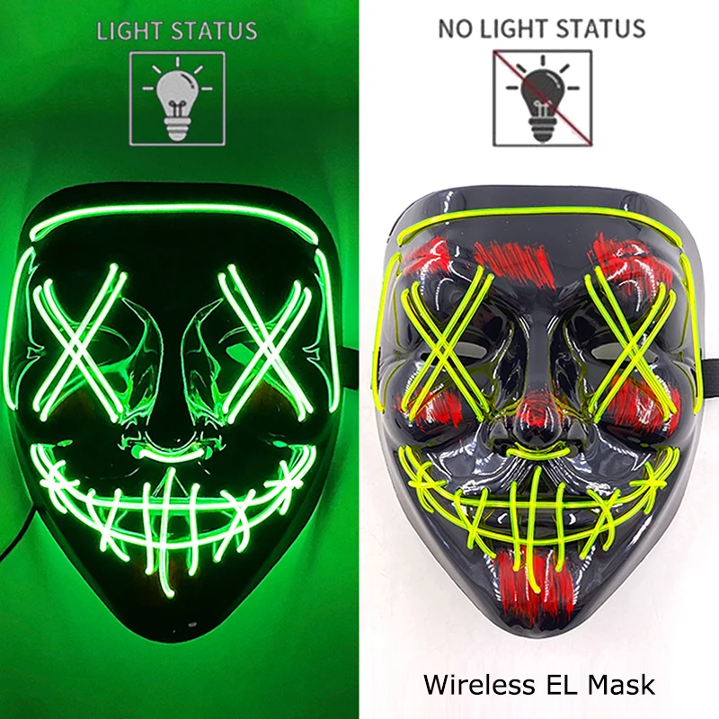 Neon leuchtende Halloween Gesichtsmasken für gruselige Festlichkeiten – lemon green