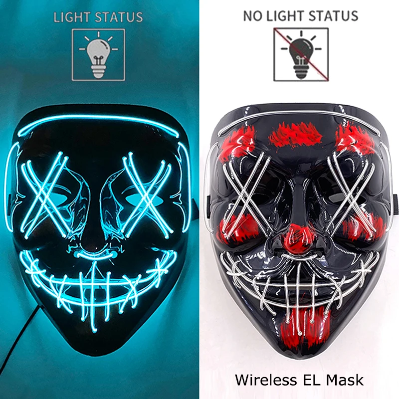 Neon leuchtende Halloween Gesichtsmasken für gruselige Festlichkeiten – transparent blue