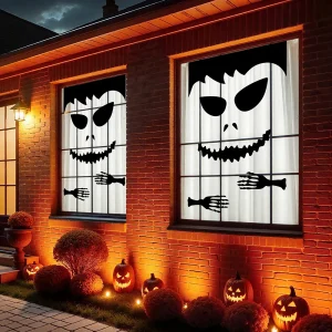DIY Halloween Fensterstickers mit Kürbis und Gespenster لعام