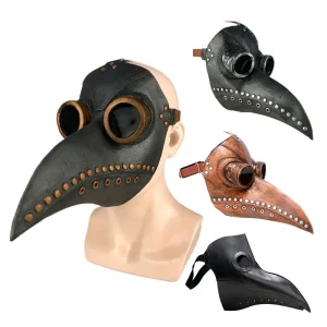 Schwarze Gummimaske für Plague Doctor zum Cosplay für Erwachsene und Kinder