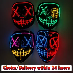 Neon leuchtende Halloween Gesichtsmasken für gruselige Festlichkeiten