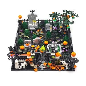 Spukendes Halloween-Haus mit Bausteinen für gruselige Feste