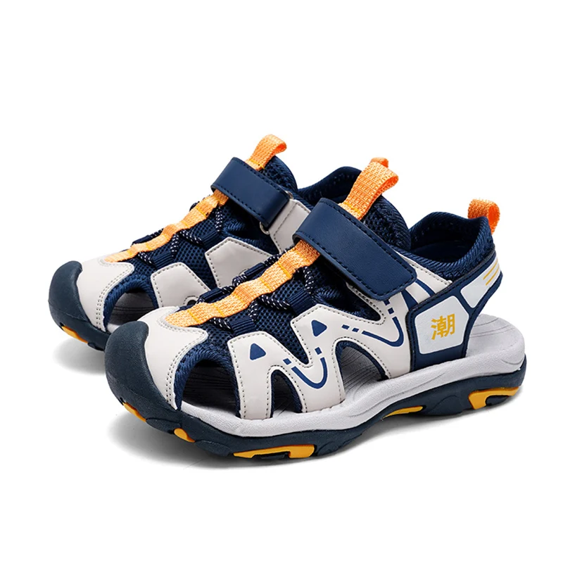 Bequeme Jungen-Sandalen für Sommer – Atmungsaktive und farbenfrohe Strandschuhe – Dark Blue , 34