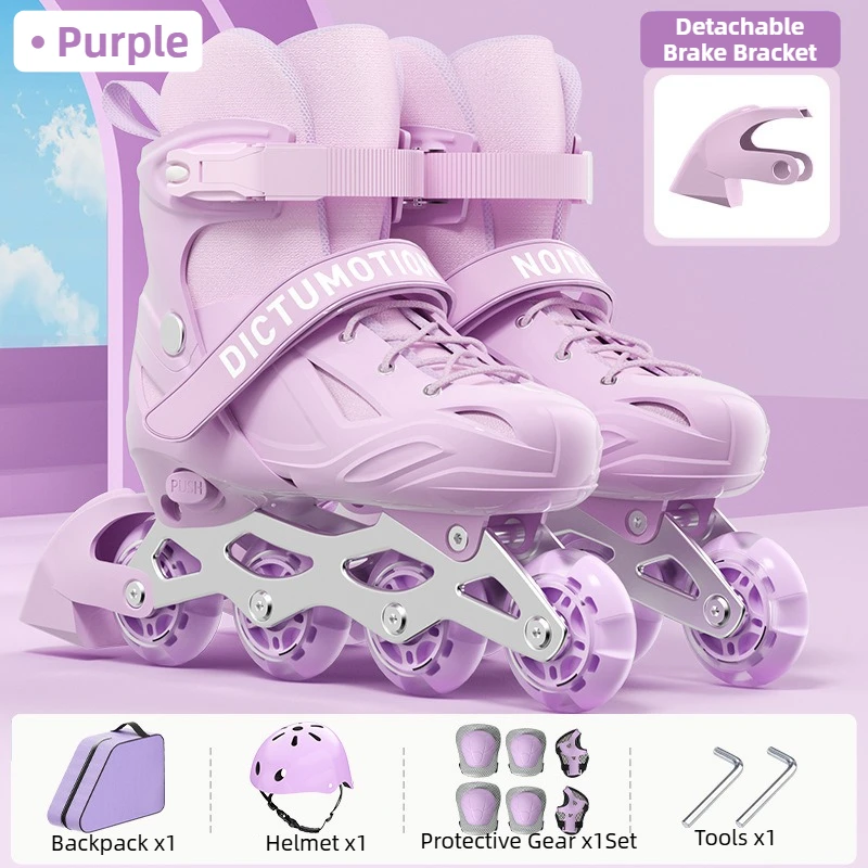 Kinder Inlineskates für Anfänger – Einstellbare Rollschuhe in Lila – M(30-35)