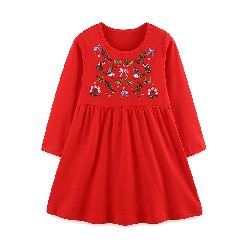 Mädchen Kleid mit Langarm und Tierstickerei für Feste – 3T , CHINA