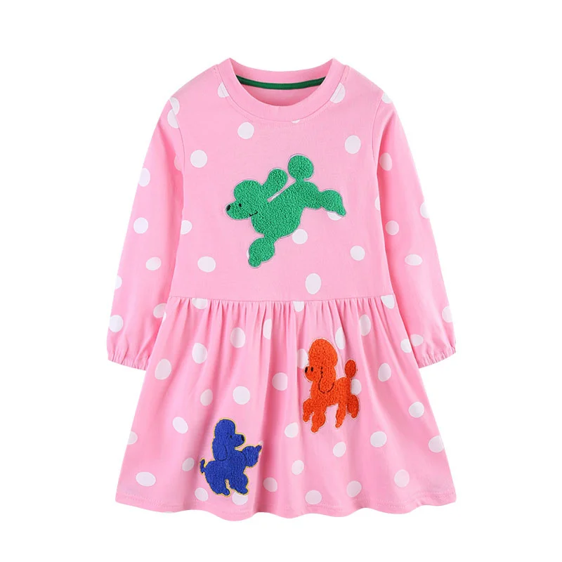 Verspieltes Langarmkleid für Mädchen mit tierischer Stickerei – 6T , CHINA