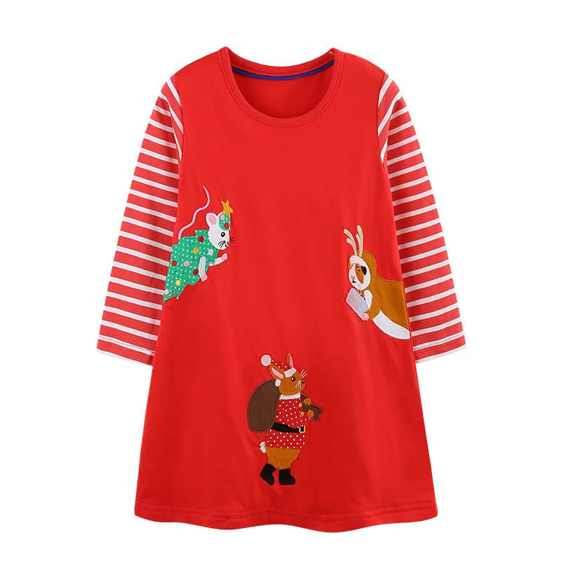 Tierische Eleganz: Mädchenkleid aus Baumwolle mit Stickerei – 6T , CHINA