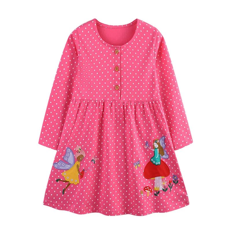 Elegantes Langarmkleid mit Tierstickerei für kleine Mädchen – 4T , CHINA