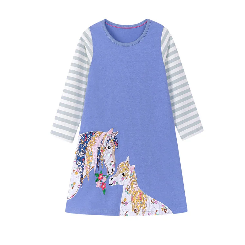 Hübsches Baumwollkleid für kleine Mädchen mit Pferdemotiv – 2T , CHINA