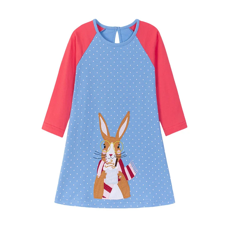 Mädchenkleid mit langem Arm in Rosatönen für Kinder – 7T , CHINA